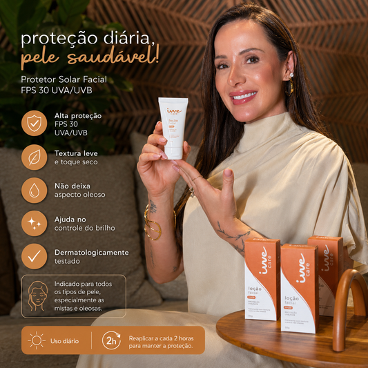 Protetor Solar Facial FPS 30 Toque Seco Sem Cor