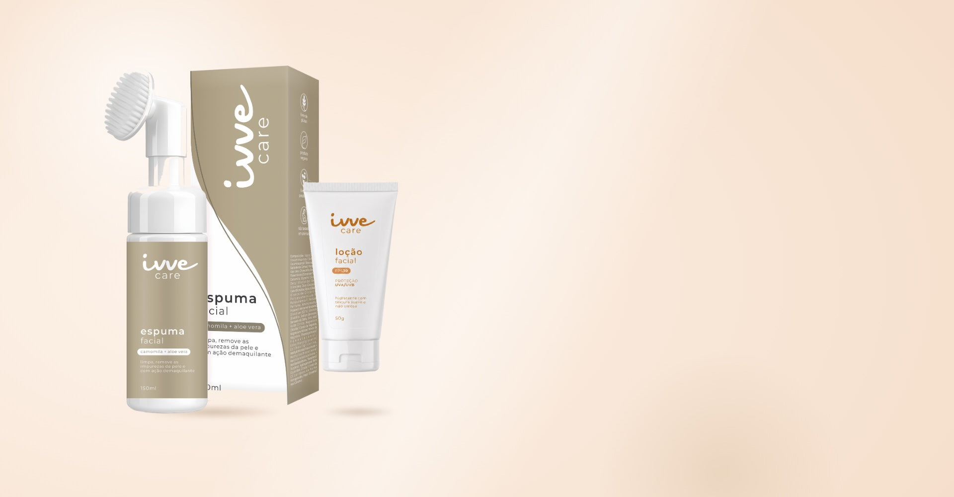 Espuma de Limpeza Facial e Protetor Solar FPS 30 IvveCare
